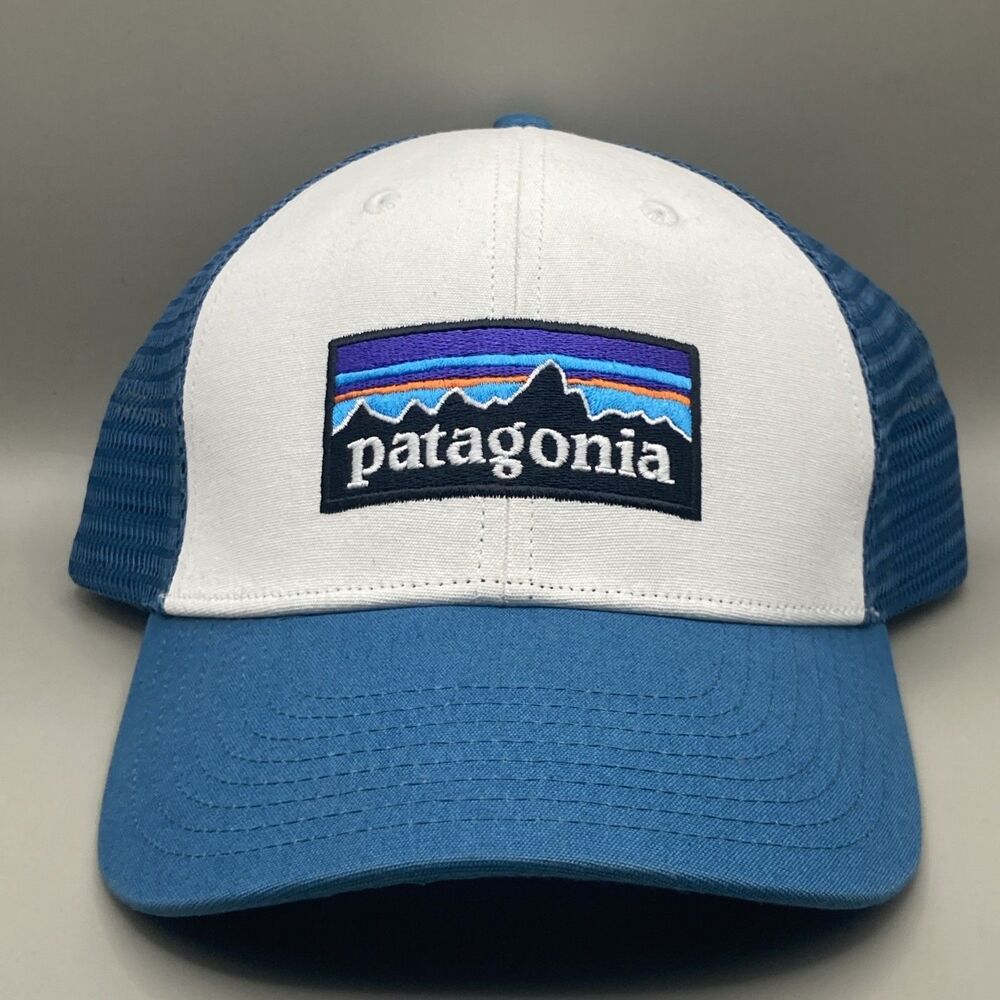 Patagonia Logo Trucker Snapback Light Blue Hat Mesh Adjustable Adult OSFA Cap